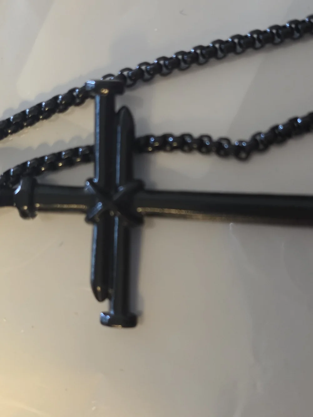 Black Cross Pendant Necklace - Sleek Matte Finish